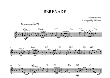 Serenade | Schubert | Lead Sheet | C minor (arr. Milanov)