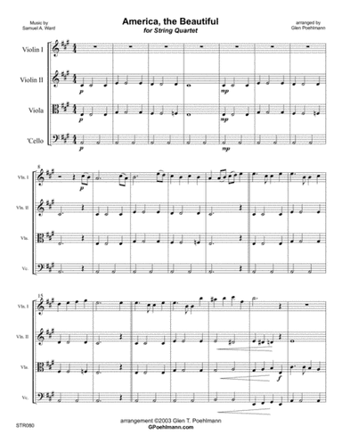 AMERICA THE BEAUTIFUL for STRING QUARTET (arr. Glen Poehlmann)