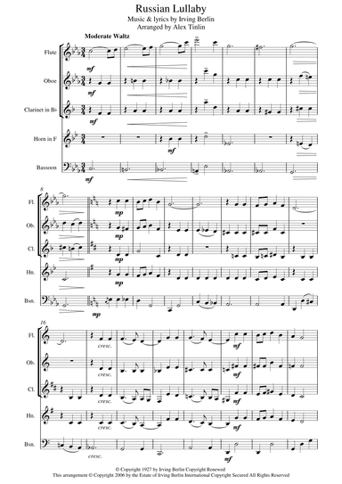 Russian Lullaby (arr. Alex Tinlin)