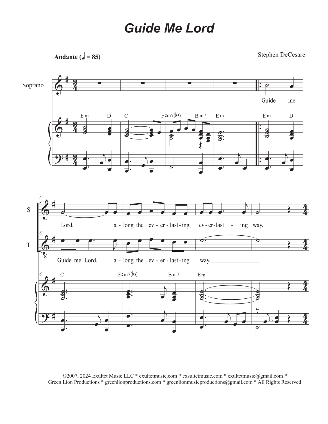 Guide Me Lord (Duet for Soprano and Tenor solo)