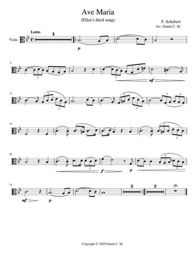 Ave Maria for viola and piano (simplified) (arr. Daniel C. M.)