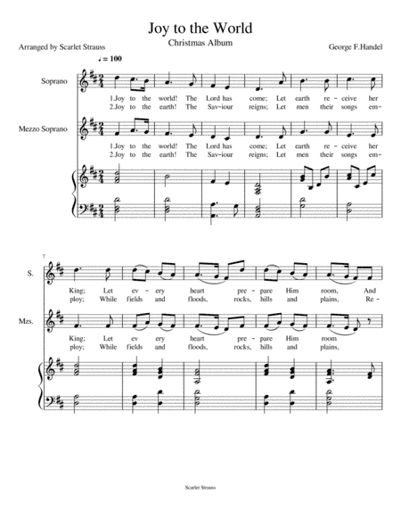 Joy to the World (arr. Scarlet Strauss)