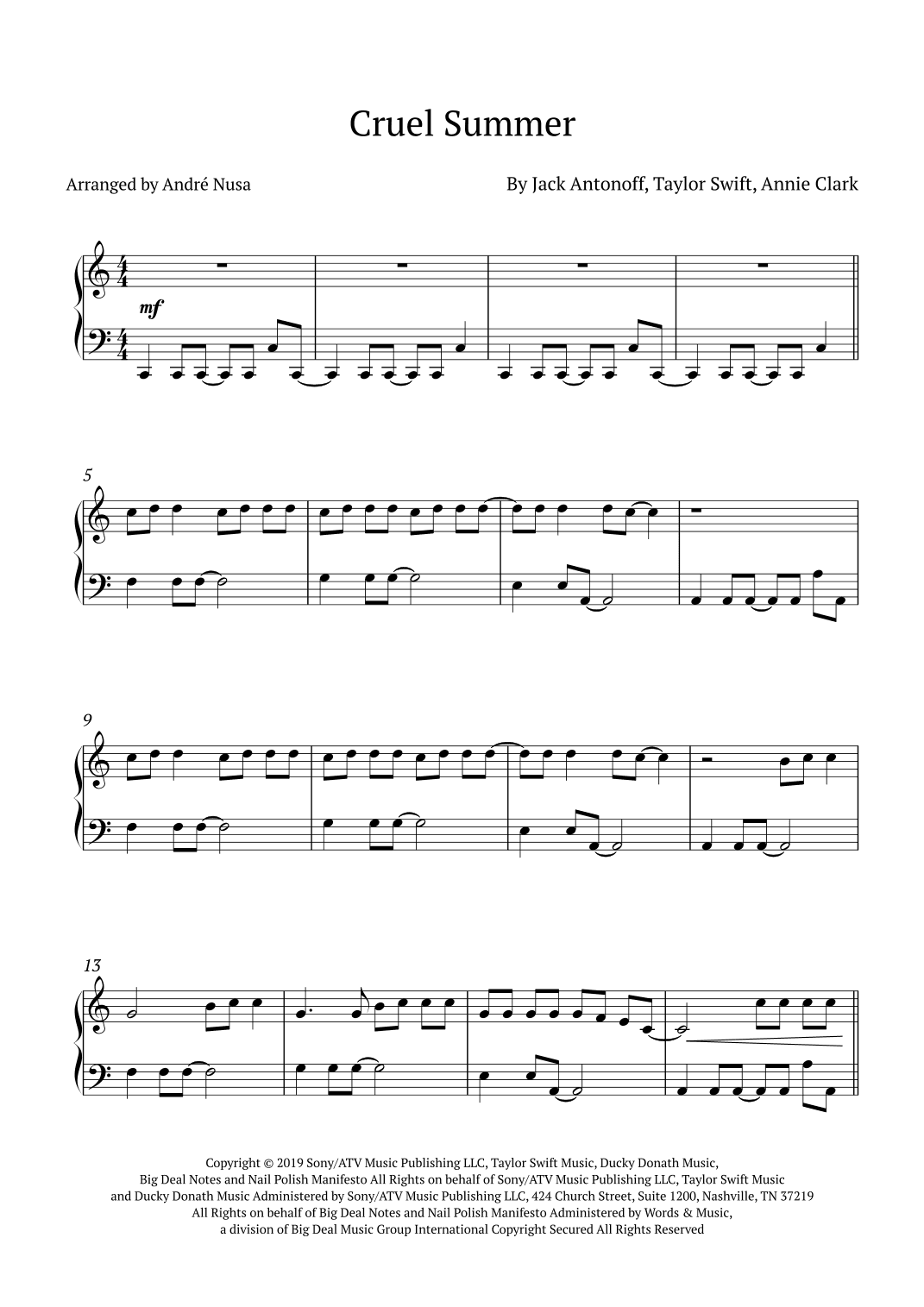 Cruel Summer (arr. André Nusa)