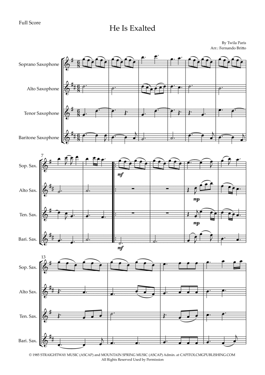 He Is Exalted (arr. Fernando Britto)
