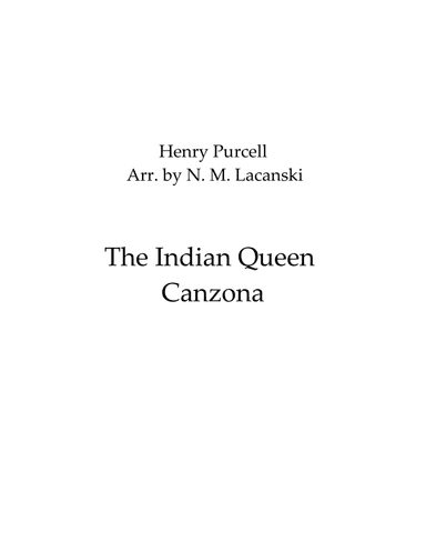 Canzona from The Indian Queen (arr. Nick Lacanski)