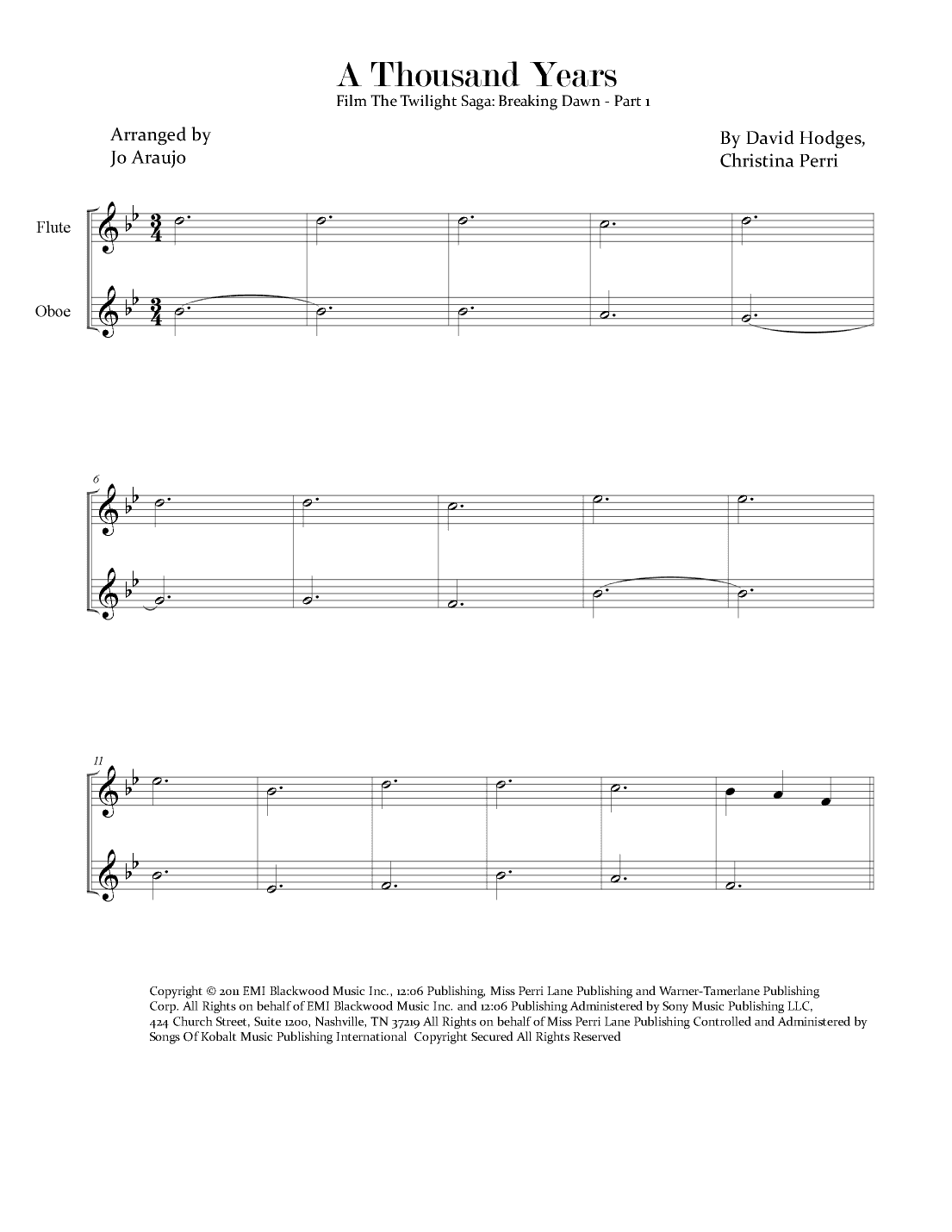 A Thousand Years (arr. Jo Araujo)