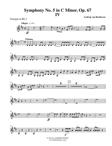 Beethoven Symphony No. 5, Movement IV - Trumpet in Bb 2 (Transposed Part), Op. 67 (arr. Doug Clyde)