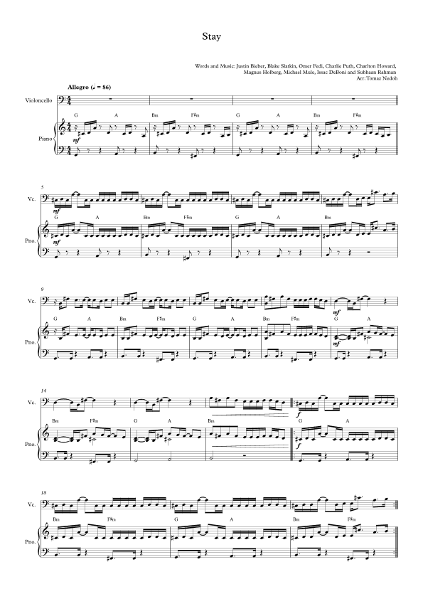 Stay (arr. Tomaž Nedoh)