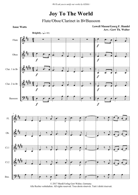 Joy To The World (arr. Gert Th. Walter)