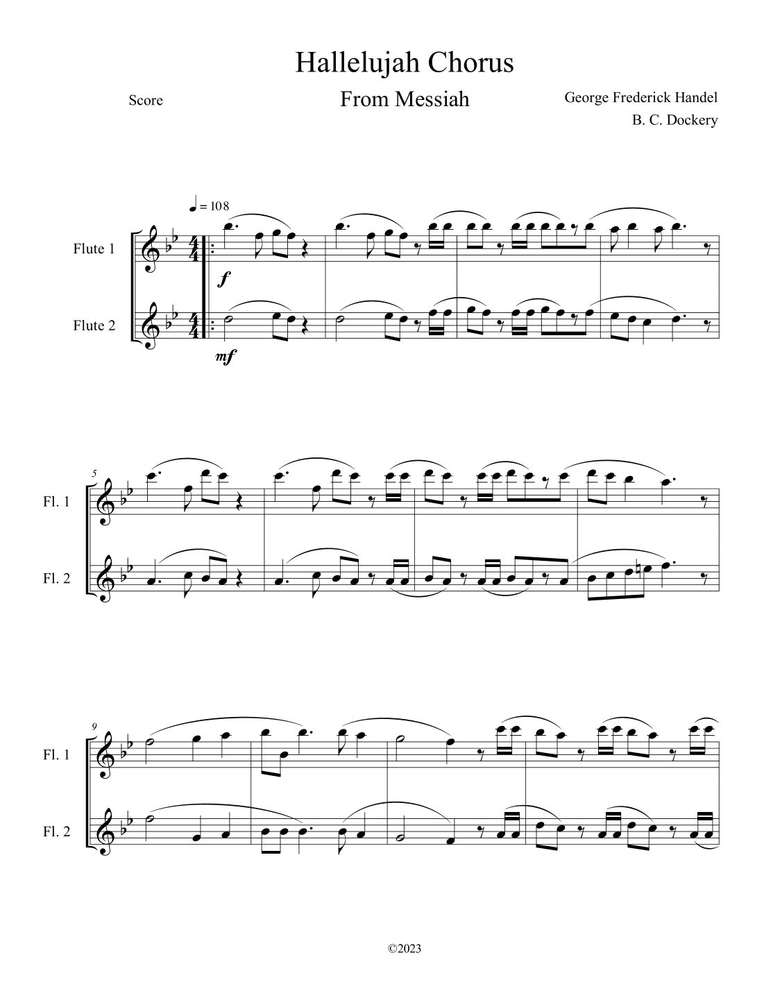 Hallelujah Chorus from Messiah (Flute Duet) (arr. B. C. Dockery)