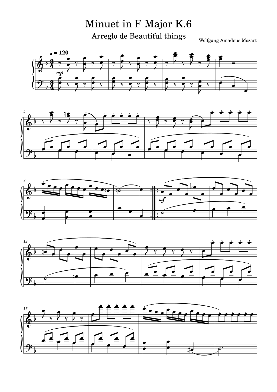 Minuet in F Major-Wolfgang Amadeus Mozart (arr. Beautiful things)