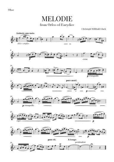 Gluck - Melodie (for Oboe) (arr. Cadenza Editions)