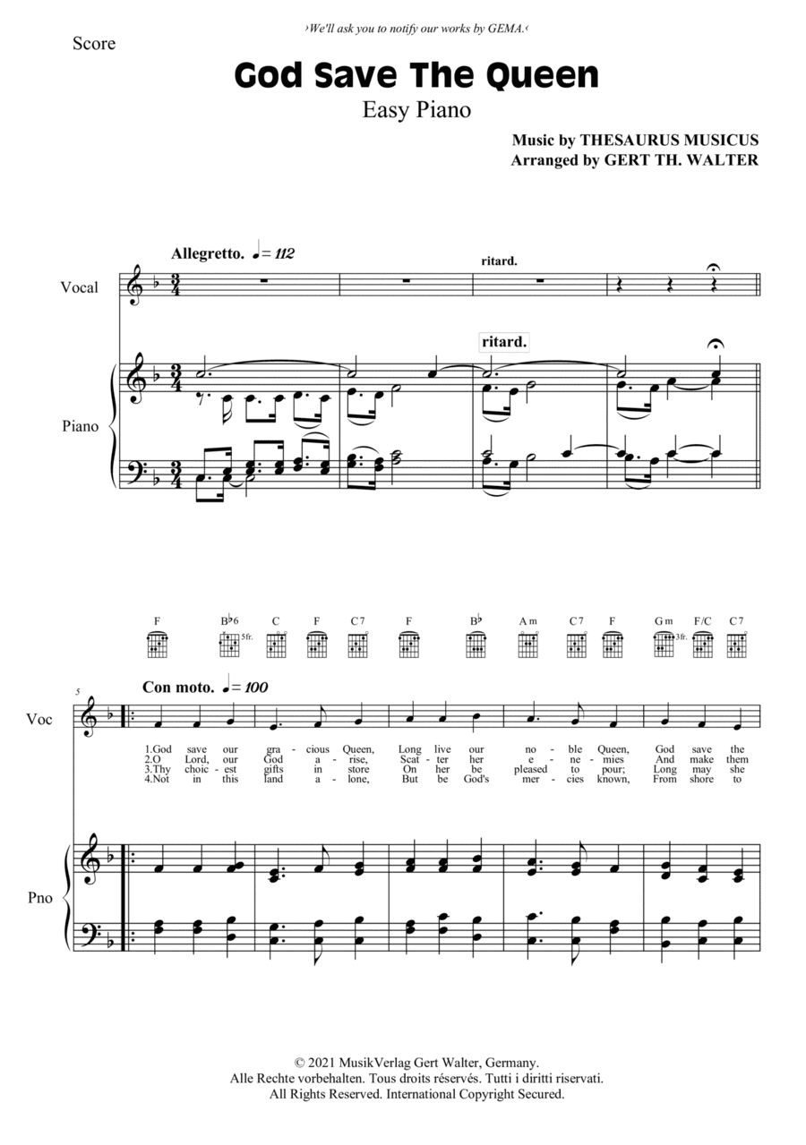 God Save The Queen (arr. Gert Th. Walter)