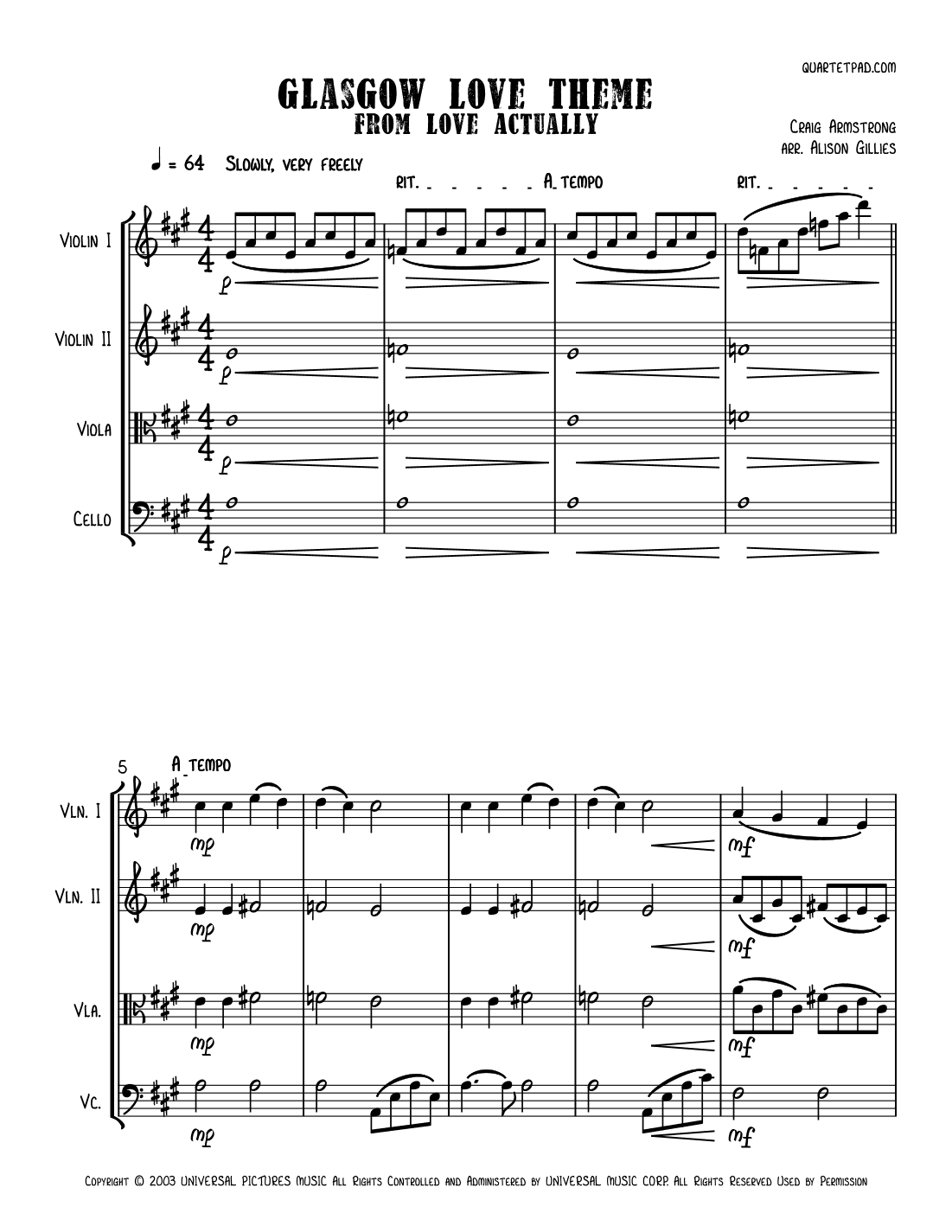 Glasgow Love Theme (arr. Alison Gillies)