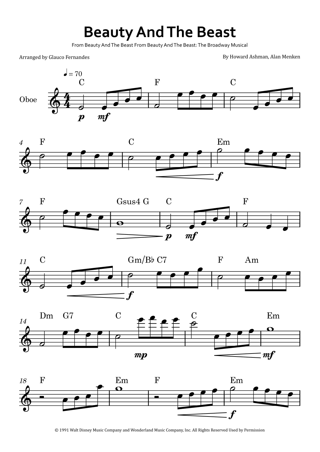 Beauty And The Beast (arr. Glauco Fernandes)