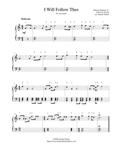 I Will Follow Thee - for easy piano (arr. Samuel Stokes)