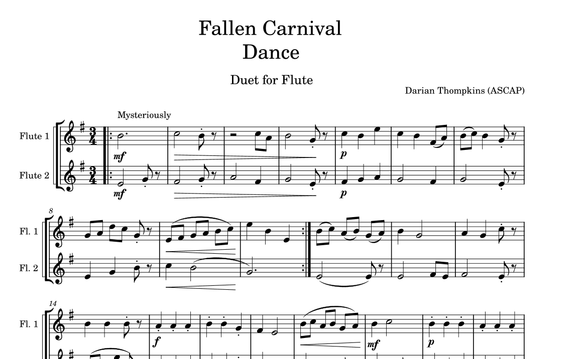 Fallen Carnival Dance Duet for Flute