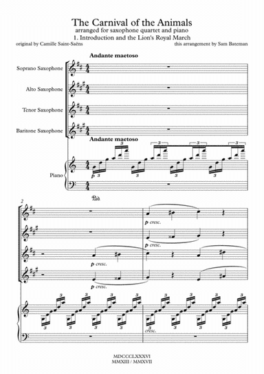 The Carnival of the Animals - 1. Introduction and the Lion's Royal March (arr. Sam Bateman)