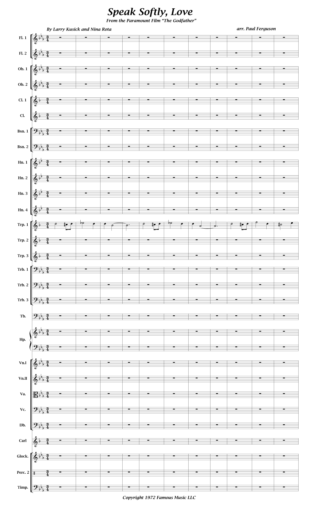 Speak Softly Love (arr. Paul Ferguson)