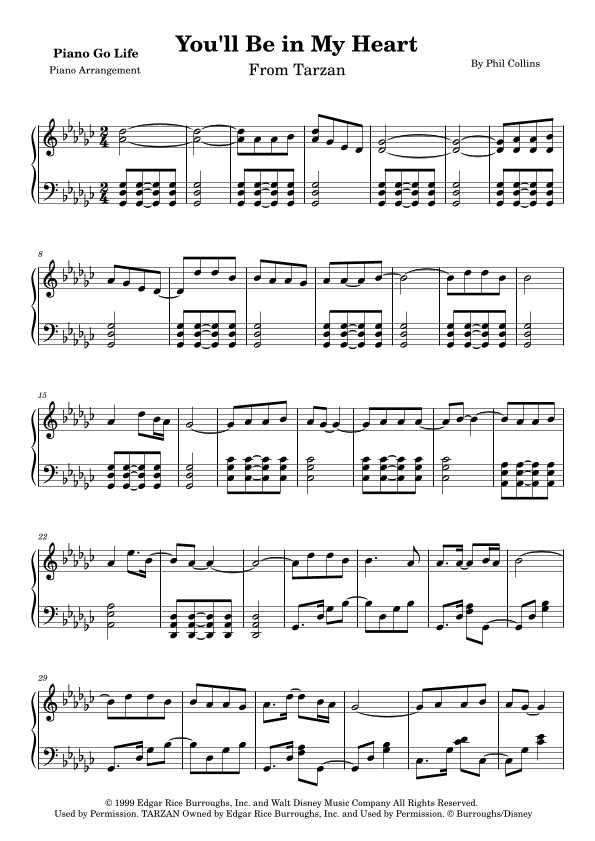 You'll Be In My Heart (arr. Piano Go Life)