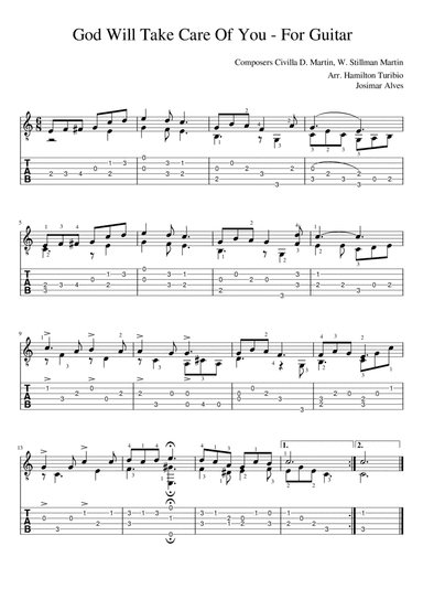 God will take care of you - for guitar (arr. Josimar Alves Fonseca)