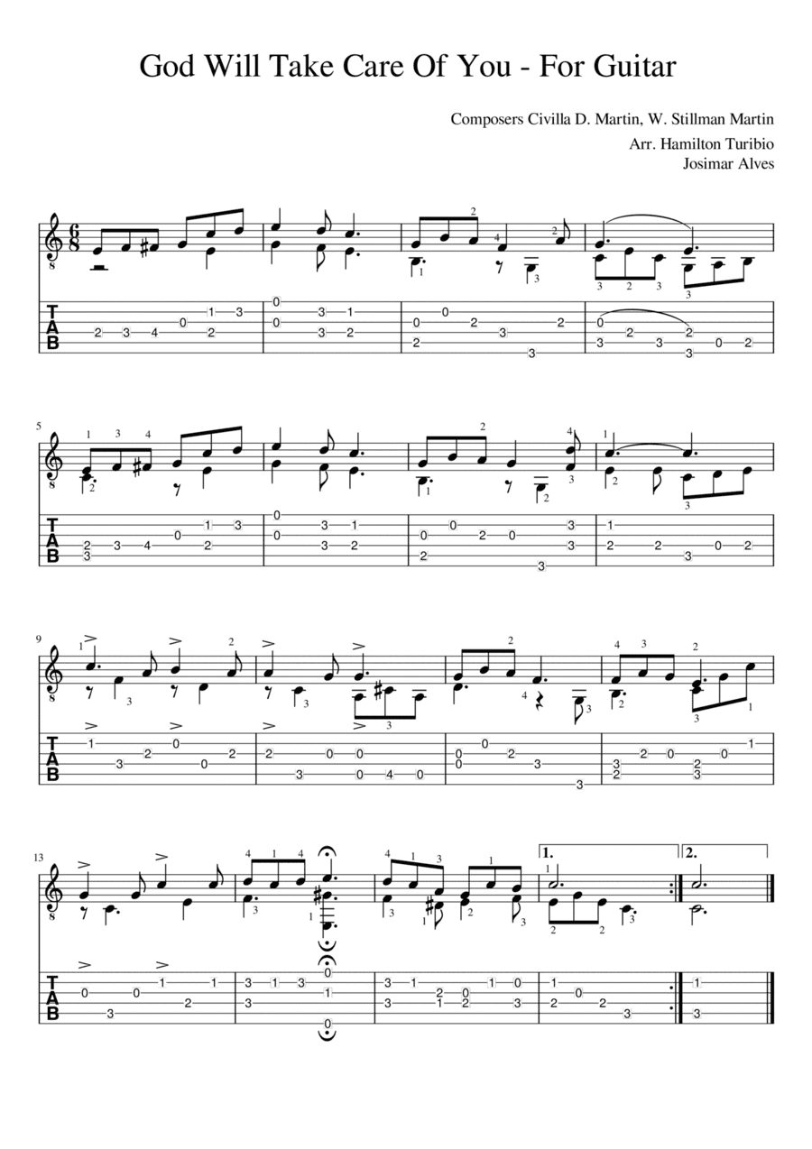 God will take care of you - for guitar (arr. Josimar Alves Fonseca)