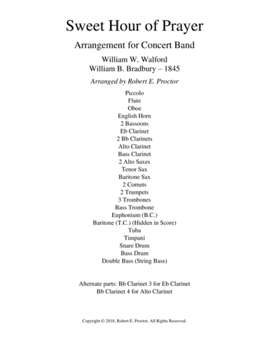 Sweet Hour of Prayer for Concert Band (arr. Robert E. Proctor)