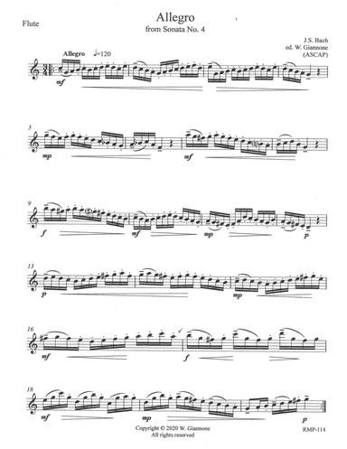 Bach - Allegro from Sonata No. 4 (arr. W. Giannone)