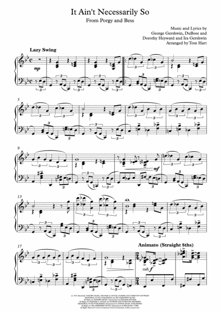 It Ain't Necessarily So  from PORGY AND BESS (arr. Tom Hart)