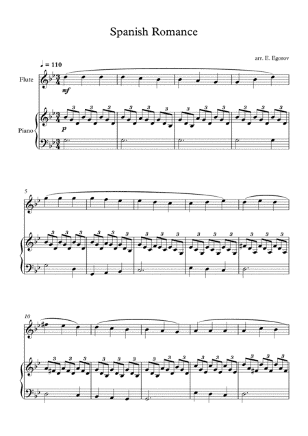 Spanish Romance, For Flute & Piano (arr. Eugene Egorov)