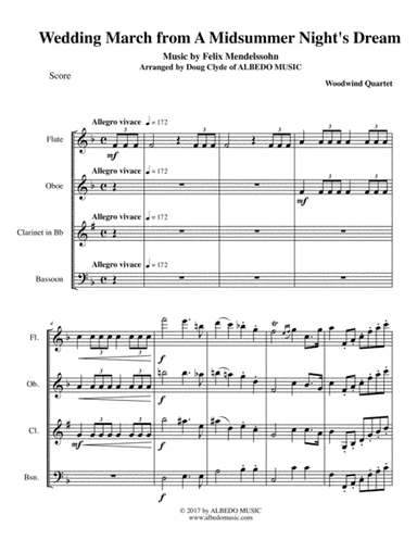 Mendelssohn Wedding March from A Midsummer Night's Dream for Woodwind Quartet (arr. Doug Clyde)