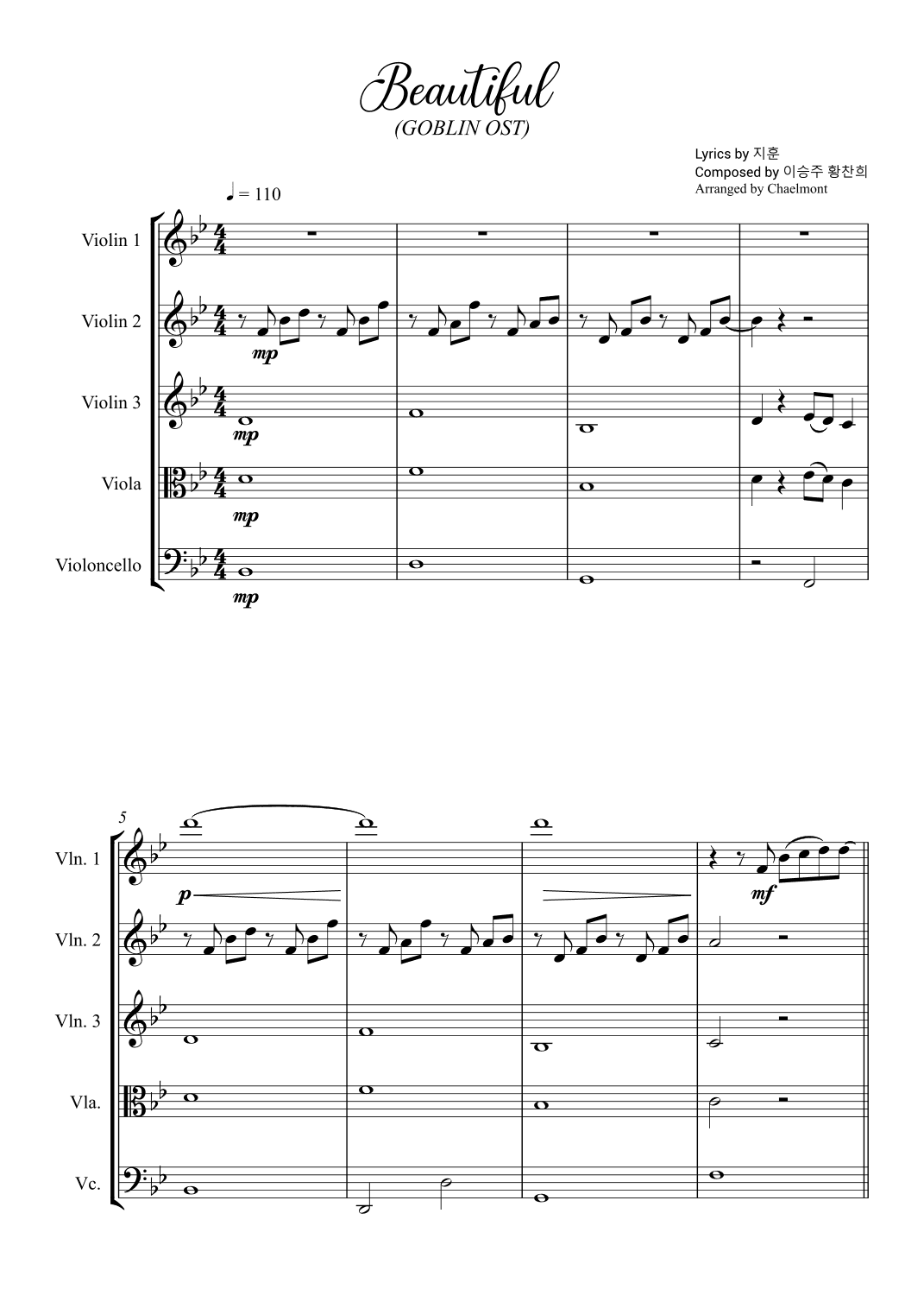 Beautiful (Goblin OST) (arr. chaelmont)