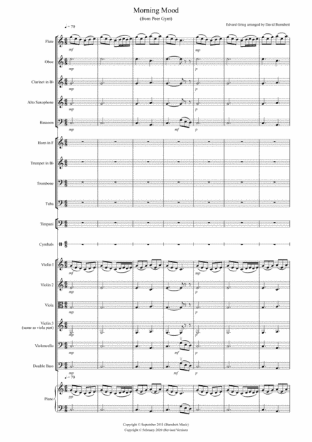 Morning Mood (from Peer Gynt) for School Orchestra (arr. David Burndrett)