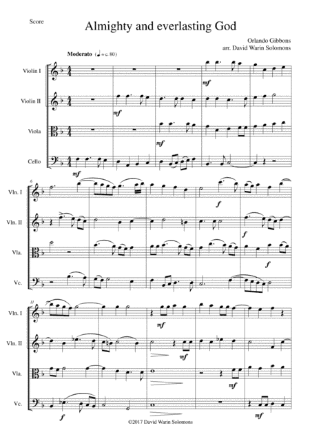 Almighty and everlasting God for string quartet (arr. David Warin Solomons)