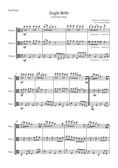 Jingle Bells (Christmas Song) for Viola Trio (arr. Fernando Britto)