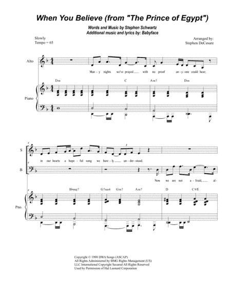 When You Believe (From The Prince Of Egypt) (arr. Stephen DeCesare)
