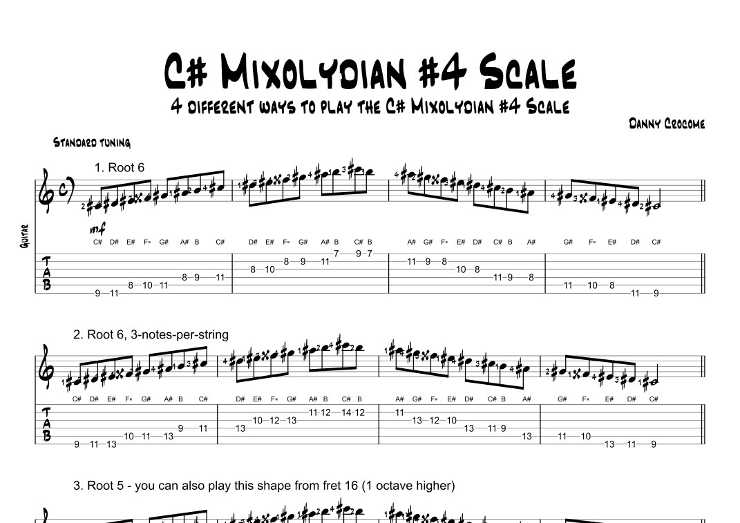 C# Mixolydian #4 Scale (4 Ways to Play)