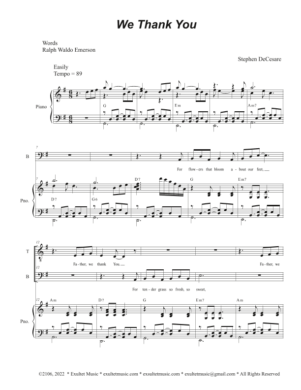 We Thank You (Duet for Tenor and Bass solo)