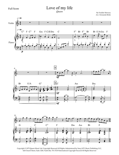 Love Of My Life (arr. Fernando Britto)