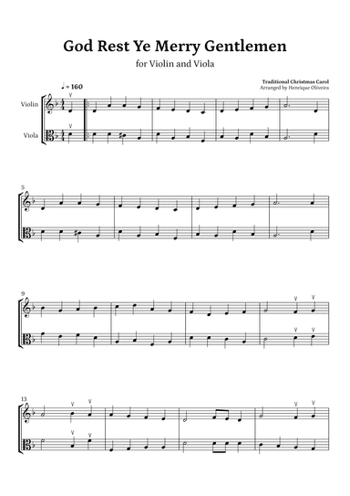 God Rest Ye Merry Gentlemen (Violin and Viola) - Beginner Level (arr. Henrique Oliveira)