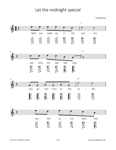 Let the midnight spezial (arr. songbooks.info)