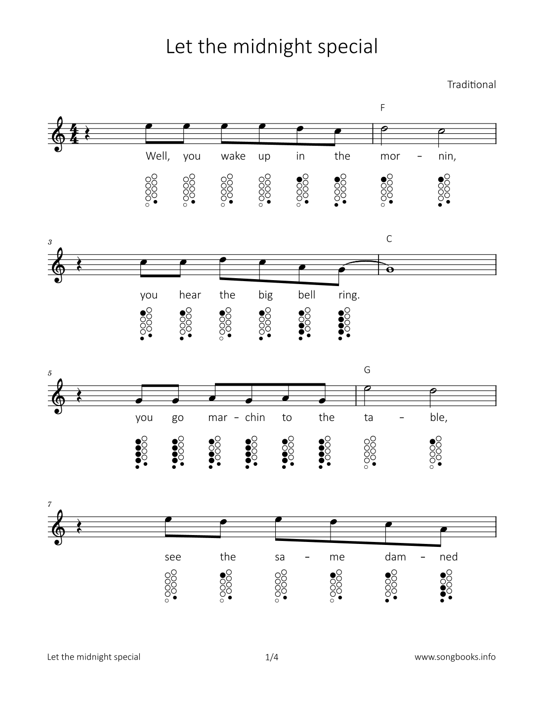 Let the midnight spezial (arr. songbooks.info)