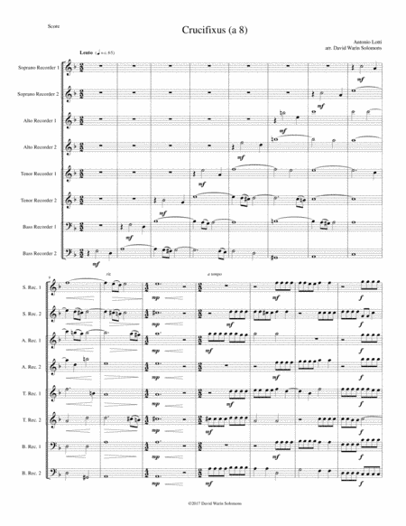 Crucifixus a 8 for recorder octet (or recorder orchestra) (arr. David Warin Solomons)