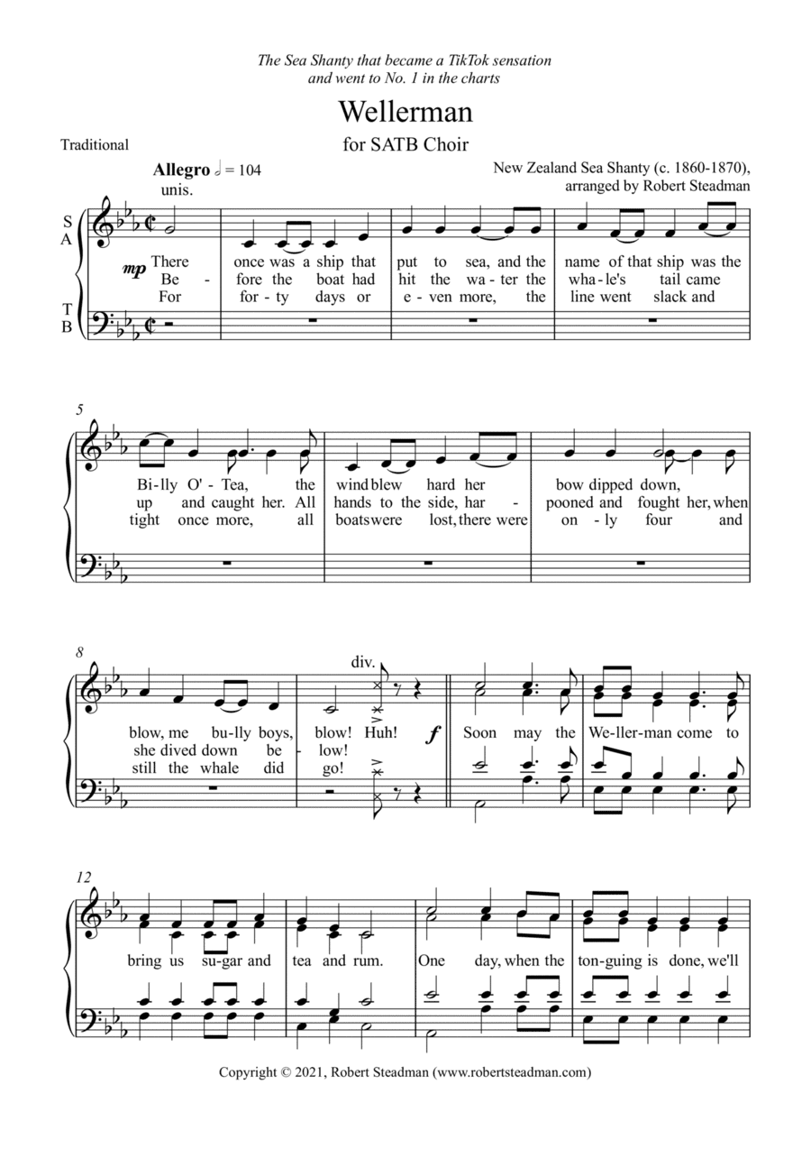 Wellerman (SATB choir) (arr. Robert Steadman)