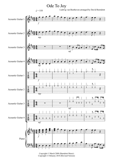Ode To Joy for Guitar Quartet (arr. David Burndrett)
