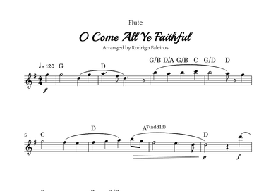 O Come All Ye Faithful (for flute solo) (arr. Rodrigo Faleiros)