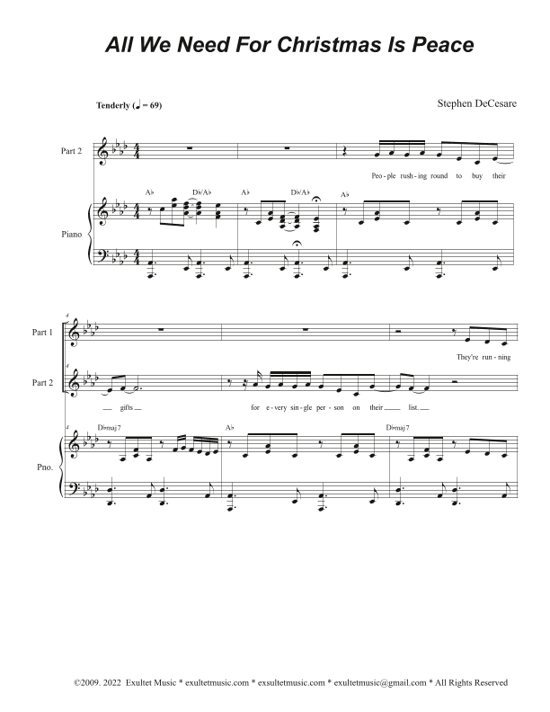 All We Need For Christmas Is Peace (2-part choir)