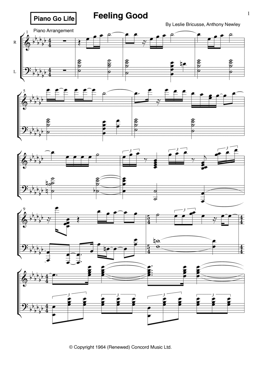 Feeling Good (arr. Piano Go Life)