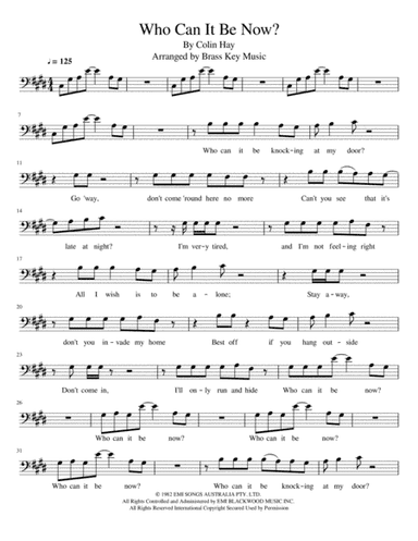 Who Can It Be Now? (arr. Brass Key Music)