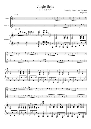 "Jingle Bells" Pianotrio, violin duet (arr. pfkaori)